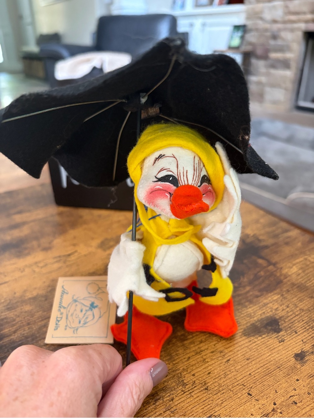 Annalee Yellow & Red Duckling with Black Umbrella